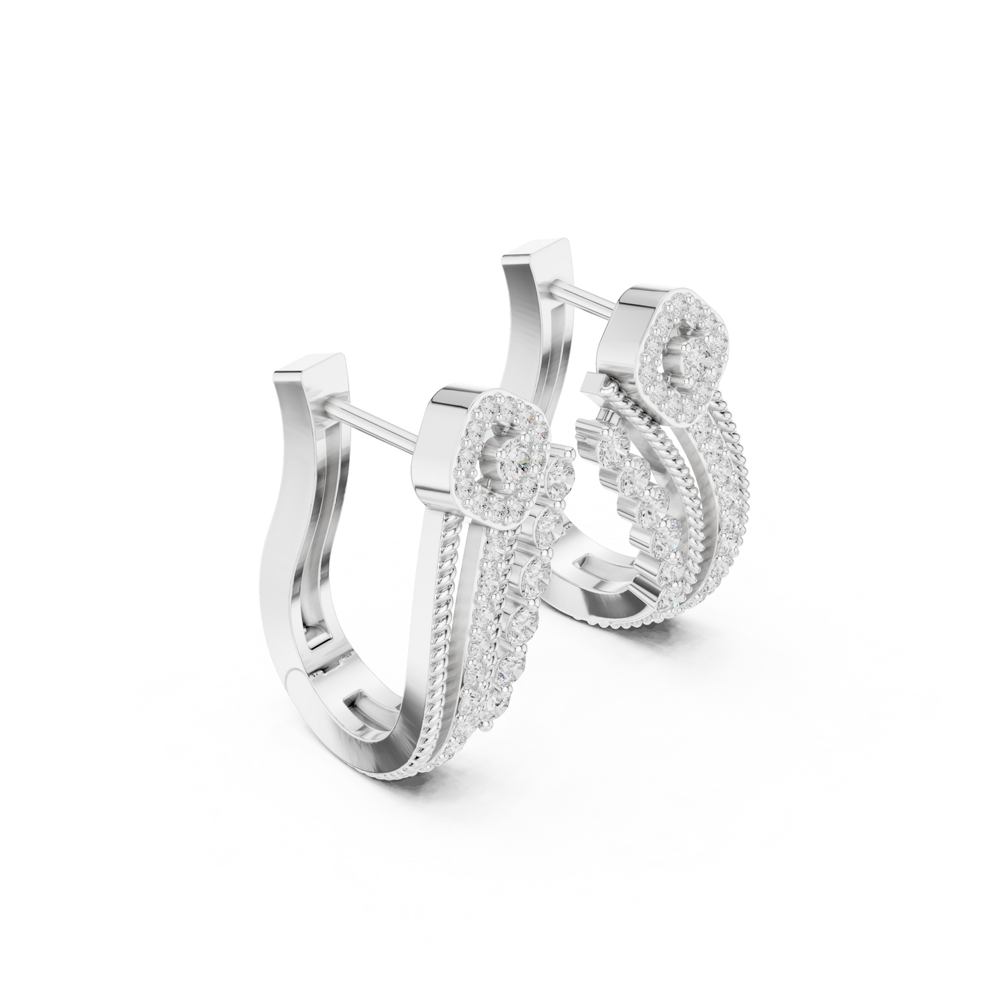 Estate Style Diamond Huggies, Antique Milgrain Pavé Hoops, Classic High-End Hoop Earrings, 14K Gold