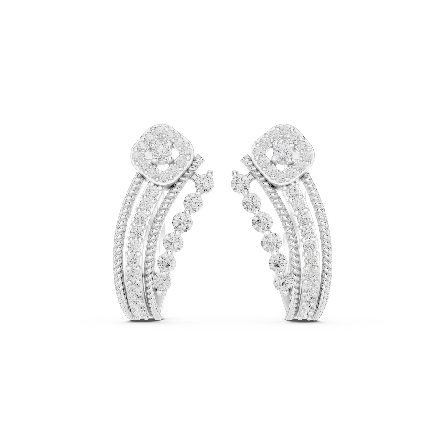 Estate Style Diamond Huggies, Antique Milgrain Pavé Hoops, Classic High-End Hoop Earrings, 14K Gold