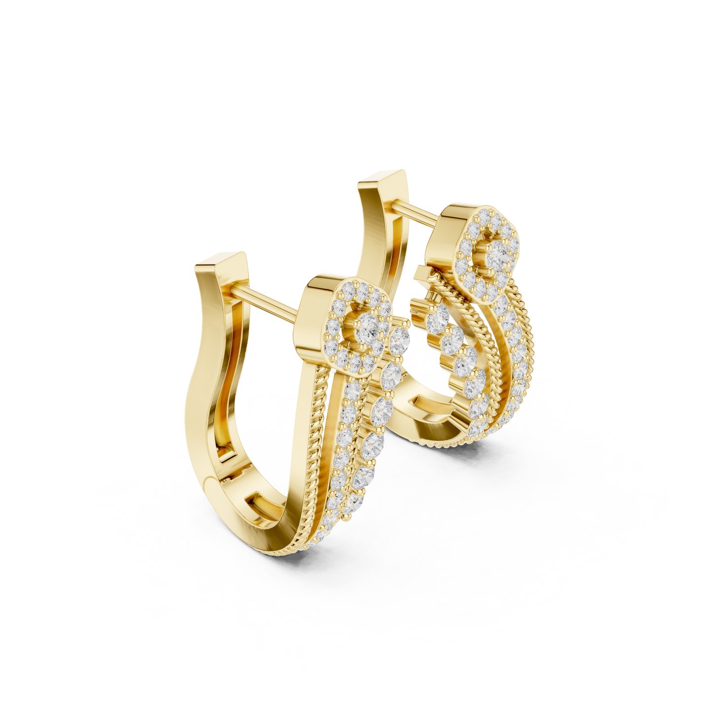 Estate Style Diamond Huggies, Antique Milgrain Pavé Hoops, Classic High-End Hoop Earrings, 14K Gold