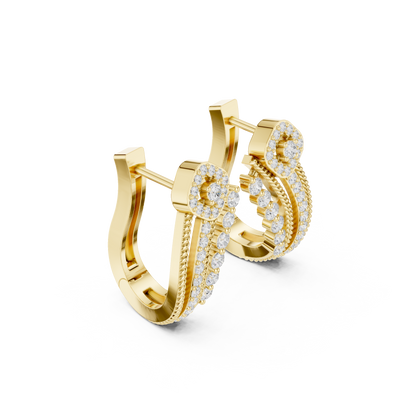 Estate Style Diamond Huggies, Antique Milgrain Pavé Hoops, Classic High-End Hoop Earrings, 14K Gold