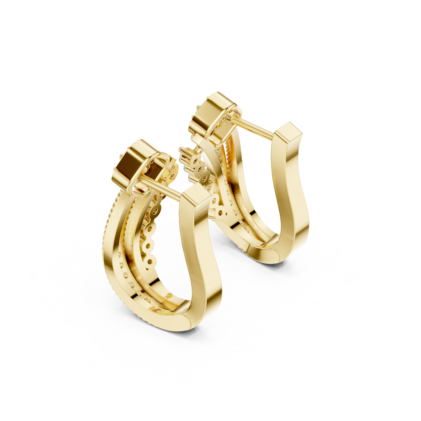 Estate Style Diamond Huggies, Antique Milgrain Pavé Hoops, Classic High-End Hoop Earrings, 14K Gold