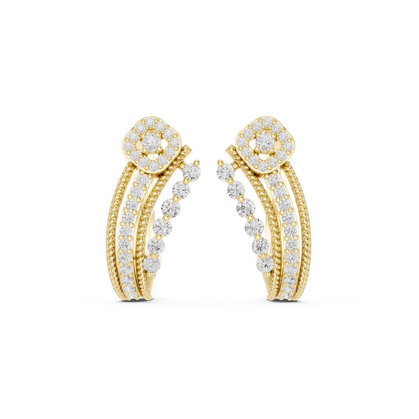 Estate Style Diamond Huggies, Antique Milgrain Pavé Hoops, Classic High-End Hoop Earrings, 14K Gold
