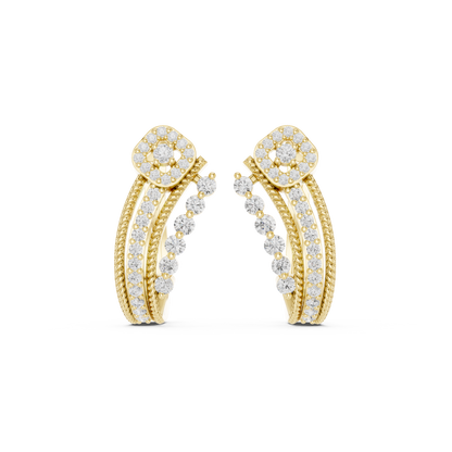 Estate Style Diamond Huggies, Antique Milgrain Pavé Hoops, Classic High-End Hoop Earrings, 14K Gold
