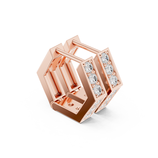 Discreet Diamond Gold Huggies | Architectural Bar Earrings | Understated Elite Jewelry