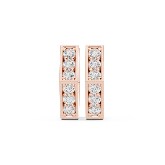 Discreet Diamond Gold Huggies | Architectural Bar Earrings | Understated Elite Jewelry