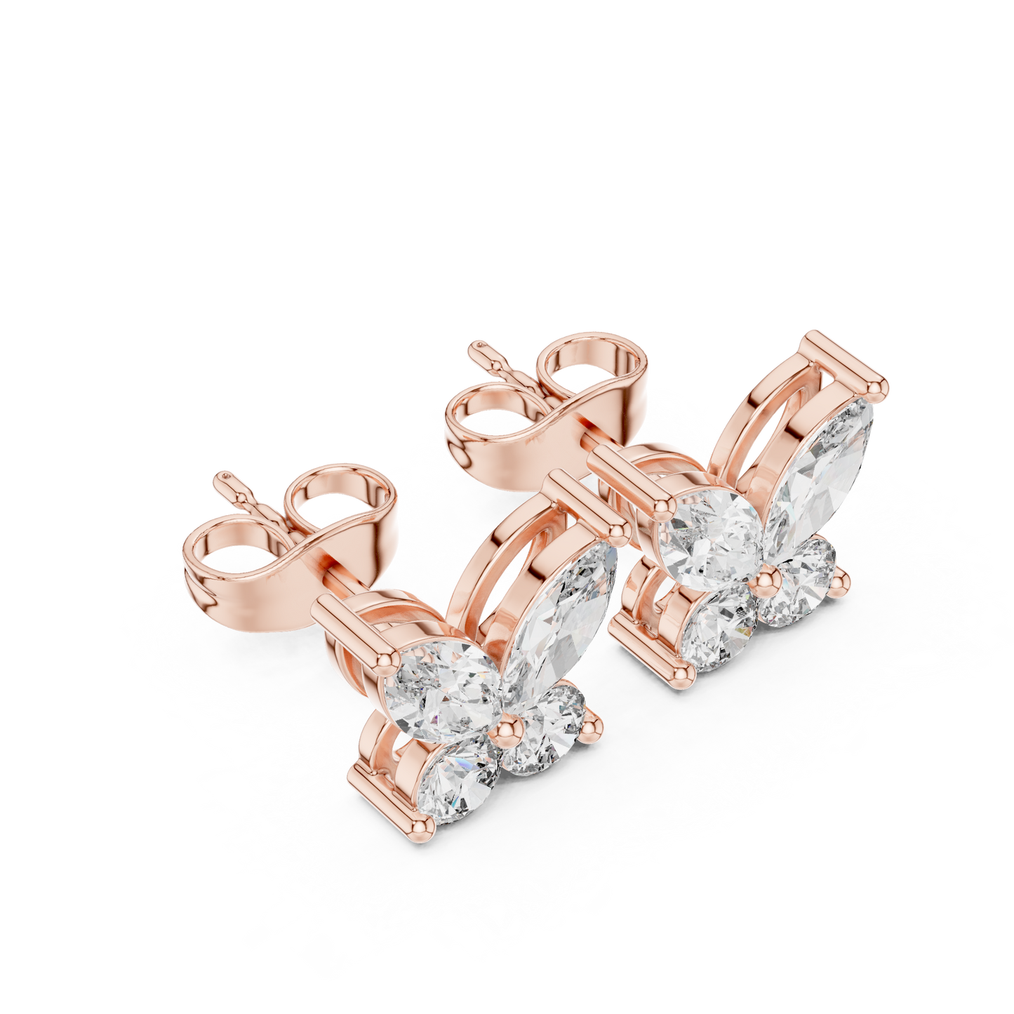 Butterfly Shape Diamonds • Dainty Everyday Earrings • Brilliant Cluster Studs • Gift Sparkle For Her