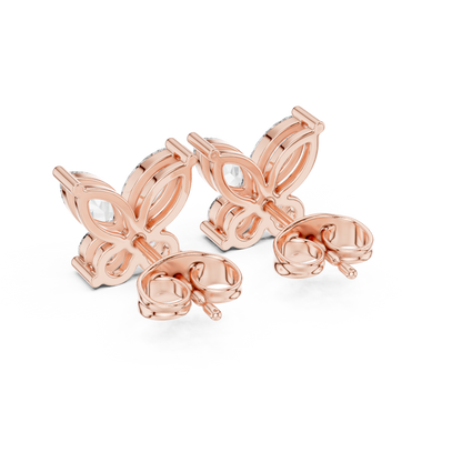 Butterfly Shape Diamonds • Dainty Everyday Earrings • Brilliant Cluster Studs • Gift Sparkle For Her