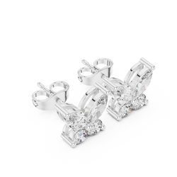 Butterfly Shape Diamonds • Dainty Everyday Earrings • Brilliant Cluster Studs • Gift Sparkle For Her