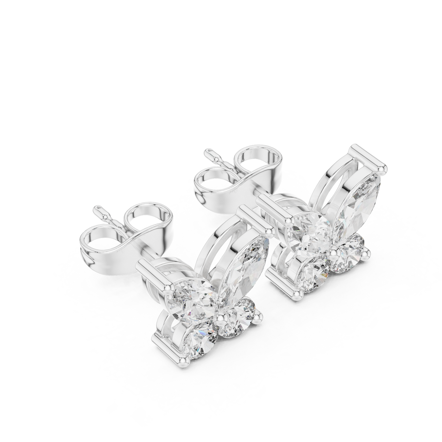 Butterfly Shape Diamonds • Dainty Everyday Earrings • Brilliant Cluster Studs • Gift Sparkle For Her