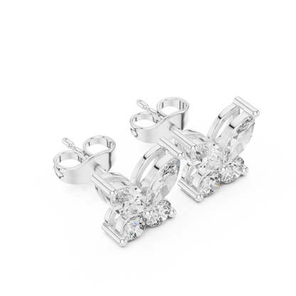 Butterfly Shape Diamonds • Dainty Everyday Earrings • Brilliant Cluster Studs • Gift Sparkle For Her
