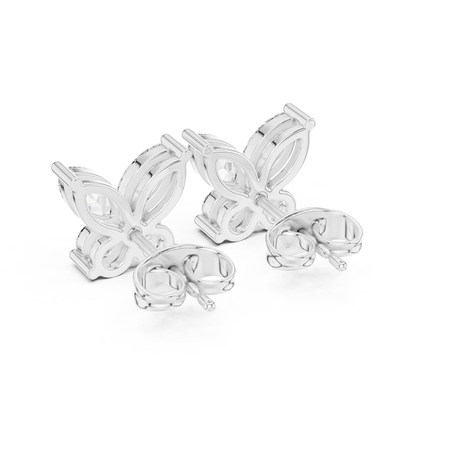 Butterfly Shape Diamonds • Dainty Everyday Earrings • Brilliant Cluster Studs • Gift Sparkle For Her