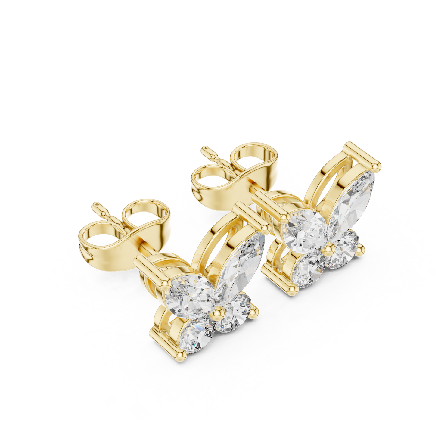 Butterfly Shape Diamonds • Dainty Everyday Earrings • Brilliant Cluster Studs • Gift Sparkle For Her