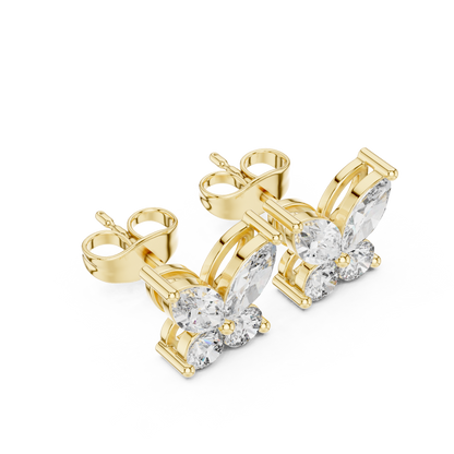 Butterfly Shape Diamonds • Dainty Everyday Earrings • Brilliant Cluster Studs • Gift Sparkle For Her