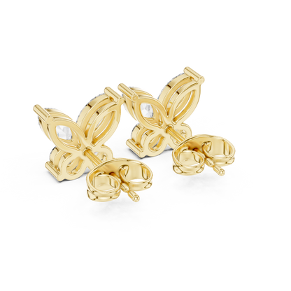 Butterfly Shape Diamonds • Dainty Everyday Earrings • Brilliant Cluster Studs • Gift Sparkle For Her