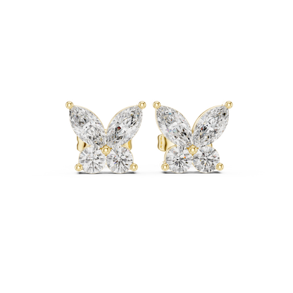 Butterfly Shape Diamonds • Dainty Everyday Earrings • Brilliant Cluster Studs • Gift Sparkle For Her