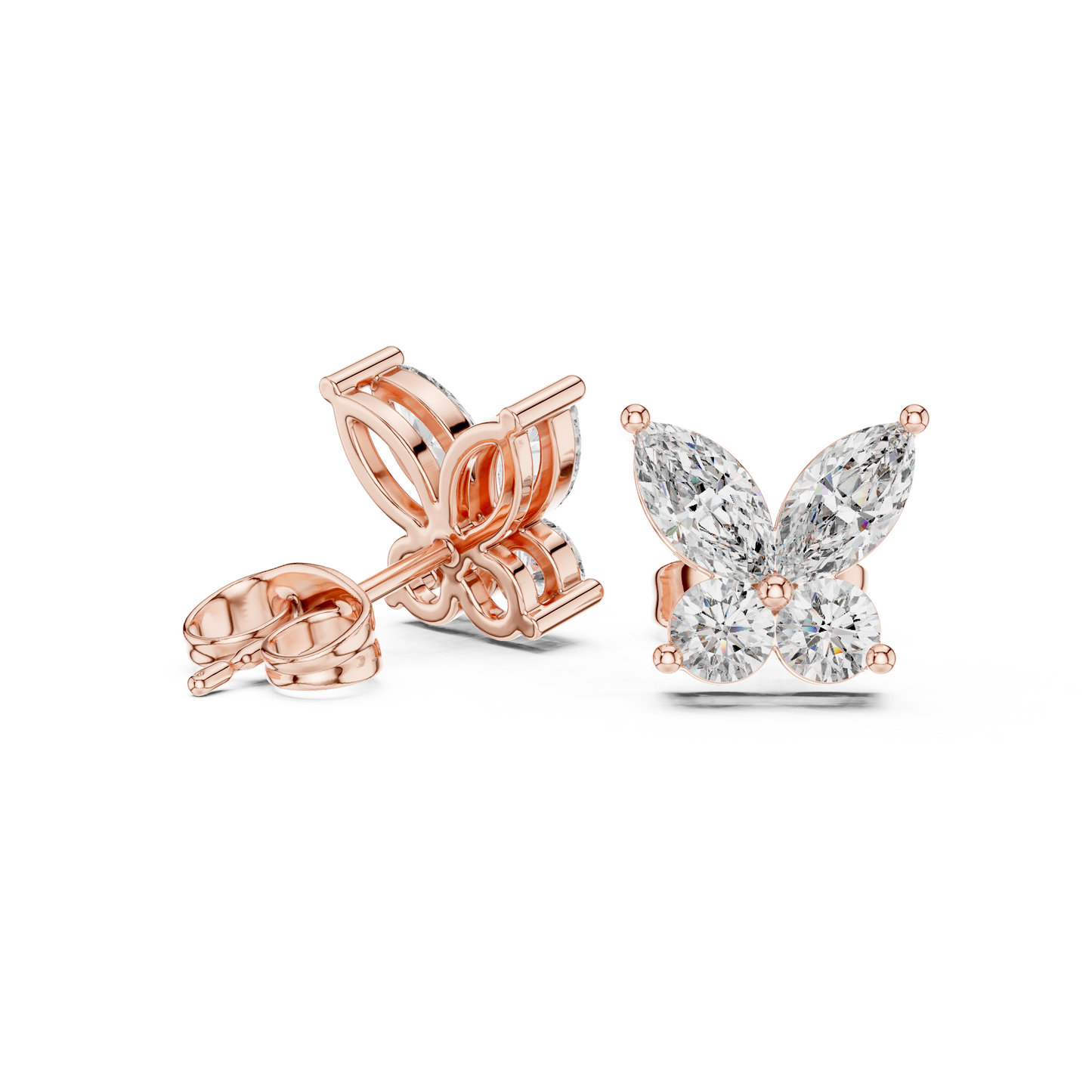 Butterfly Shape Diamonds • Dainty Everyday Earrings • Brilliant Cluster Studs • Gift Sparkle For Her