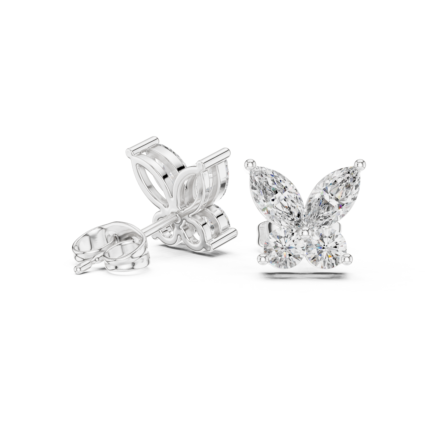 Butterfly Shape Diamonds • Dainty Everyday Earrings • Brilliant Cluster Studs • Gift Sparkle For Her