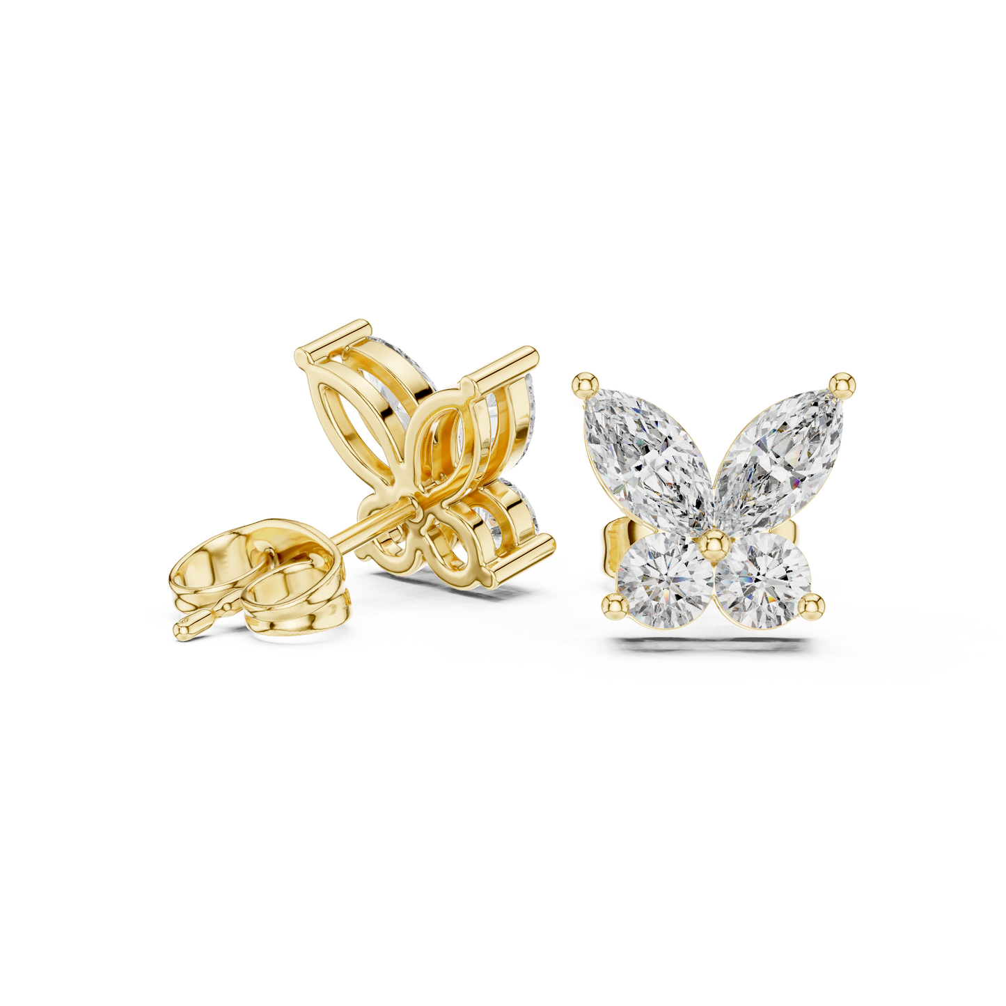 Butterfly Shape Diamonds • Dainty Everyday Earrings • Brilliant Cluster Studs • Gift Sparkle For Her