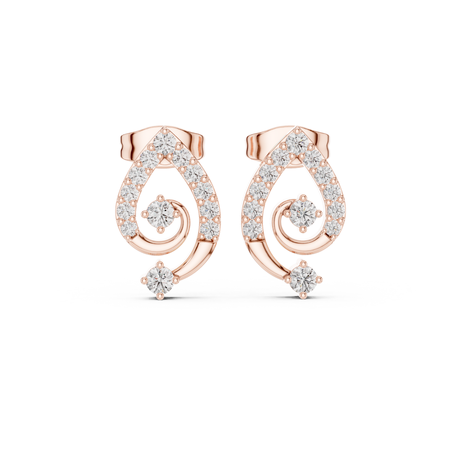 Veloura Swirl Diamond Stud Earrings | Elevated Teardrop Silhouette | Luxe Everyday Studs