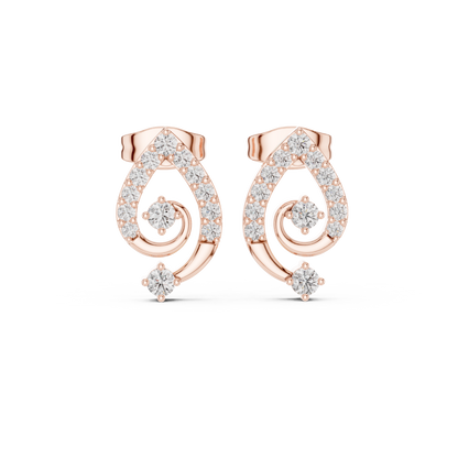 Veloura Swirl Diamond Stud Earrings | Elevated Teardrop Silhouette | Luxe Everyday Studs