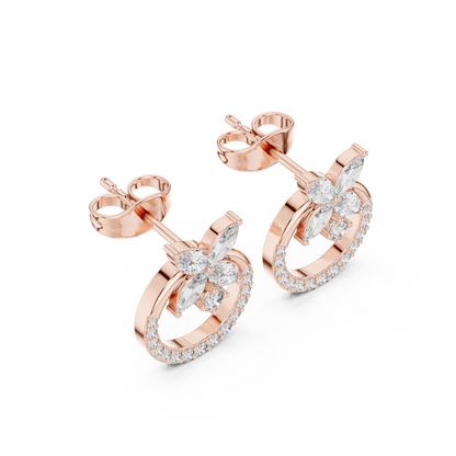 Small Hoop Stud Earrings • Modern Pave Mini Hoops • Chic Minimal Gold Earrings for Women