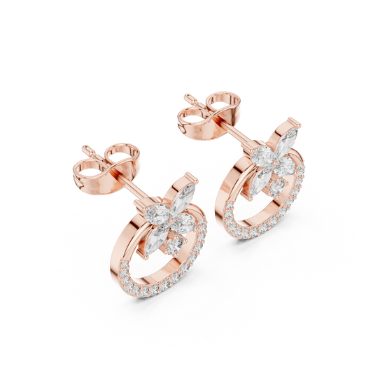 Small Hoop Stud Earrings • Modern Pave Mini Hoops • Chic Minimal Gold Earrings for Women