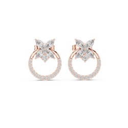 Small Hoop Stud Earrings • Modern Pave Mini Hoops • Chic Minimal Gold Earrings for Women