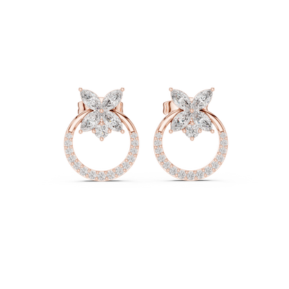 Small Hoop Stud Earrings • Modern Pave Mini Hoops • Chic Minimal Gold Earrings for Women