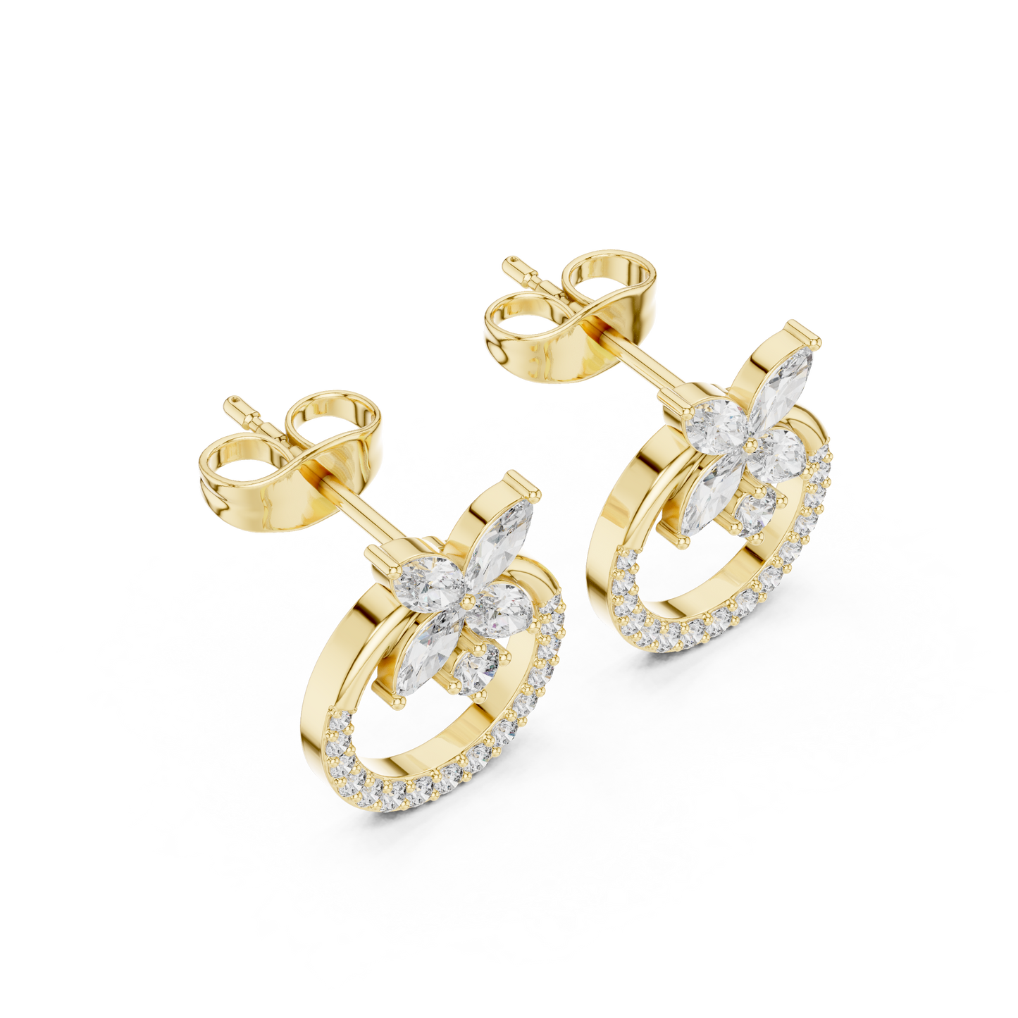 Small Hoop Stud Earrings • Modern Pave Mini Hoops • Chic Minimal Gold Earrings for Women