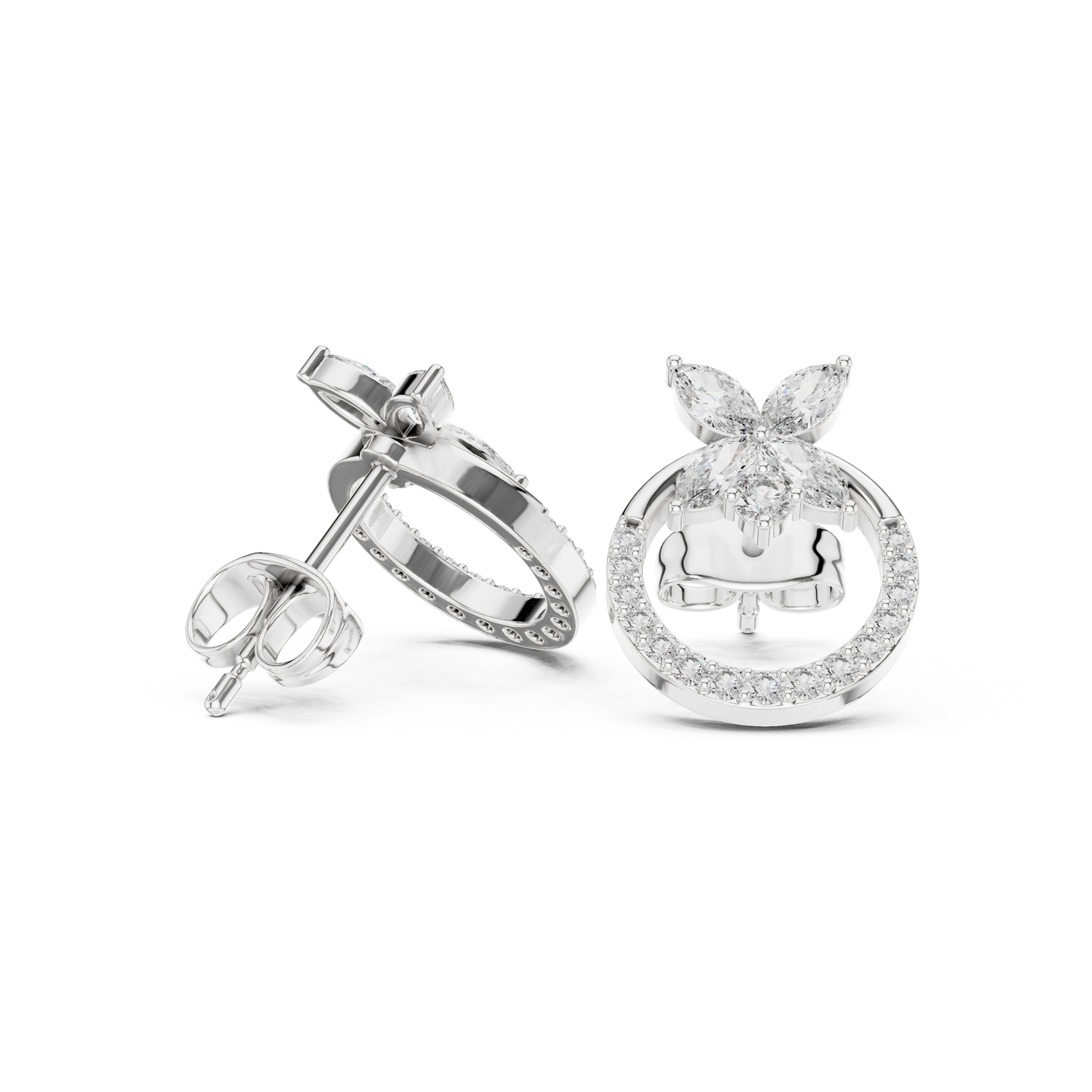 Small Hoop Stud Earrings • Modern Pave Mini Hoops • Chic Minimal Gold Earrings for Women