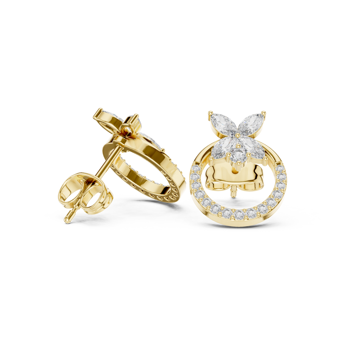 Small Hoop Stud Earrings • Modern Pave Mini Hoops • Chic Minimal Gold Earrings for Women