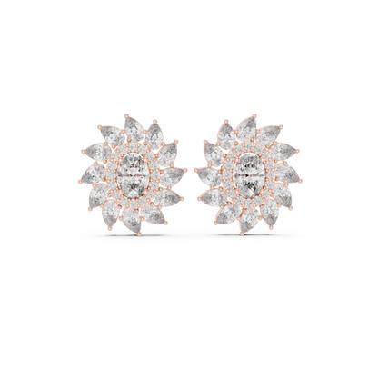 Vyridian Starpetal Halo Crest • Oval-Beam Center Shaped by Cosmic Marquise Halo - Gift For Her