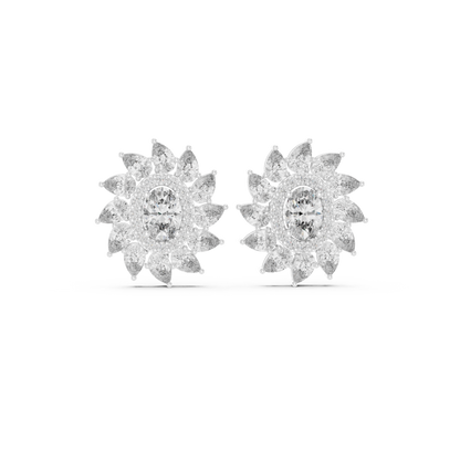 Vyridian Starpetal Halo Crest • Oval-Beam Center Shaped by Cosmic Marquise Halo - Gift For Her