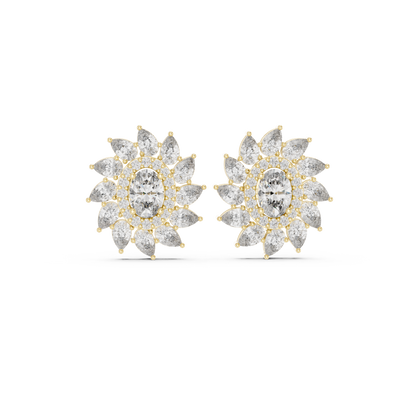 Vyridian Starpetal Halo Crest • Oval-Beam Center Shaped by Cosmic Marquise Halo - Gift For Her