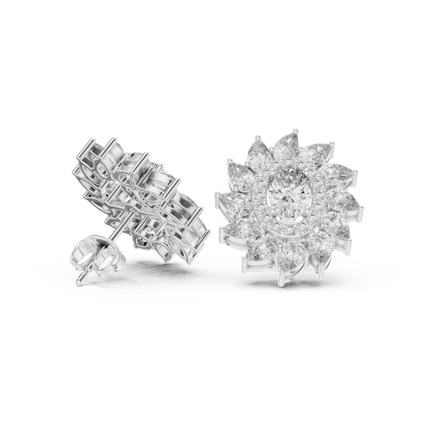 Vyridian Starpetal Halo Crest • Oval-Beam Center Shaped by Cosmic Marquise Halo - Gift For Her