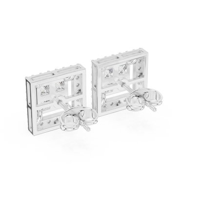 Princess Cut Halo Diamond Stud Earrings in Solid Gold | Luxury Square Bridal Studs | Moissanite Diamond Square Stud Earrings | Bridal Halo Studs in 14K Gold