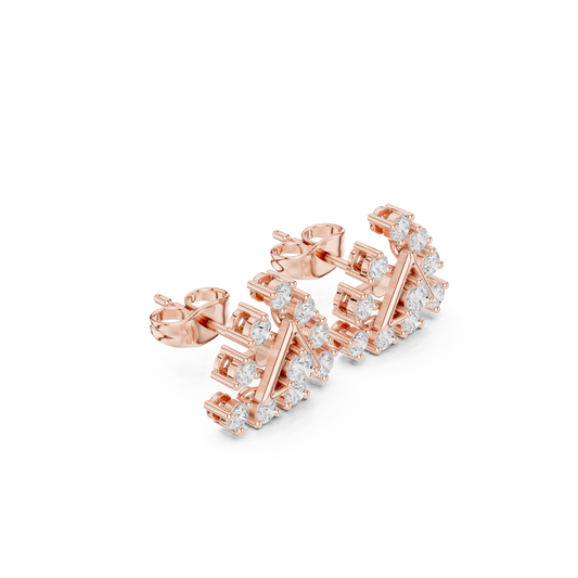 Triangle Diamond Stud Earrings in 14K Gold – Modern Geometric Luxury Earrings - Geometric Diamond Stud Earrings – Triangle Shape Luxury Gold Earrings