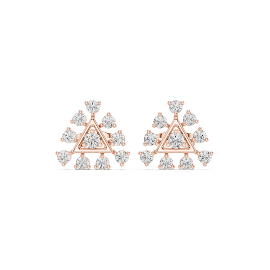 Triangle Diamond Stud Earrings in 14K Gold – Modern Geometric Luxury Earrings - Geometric Diamond Stud Earrings – Triangle Shape Luxury Gold Earrings