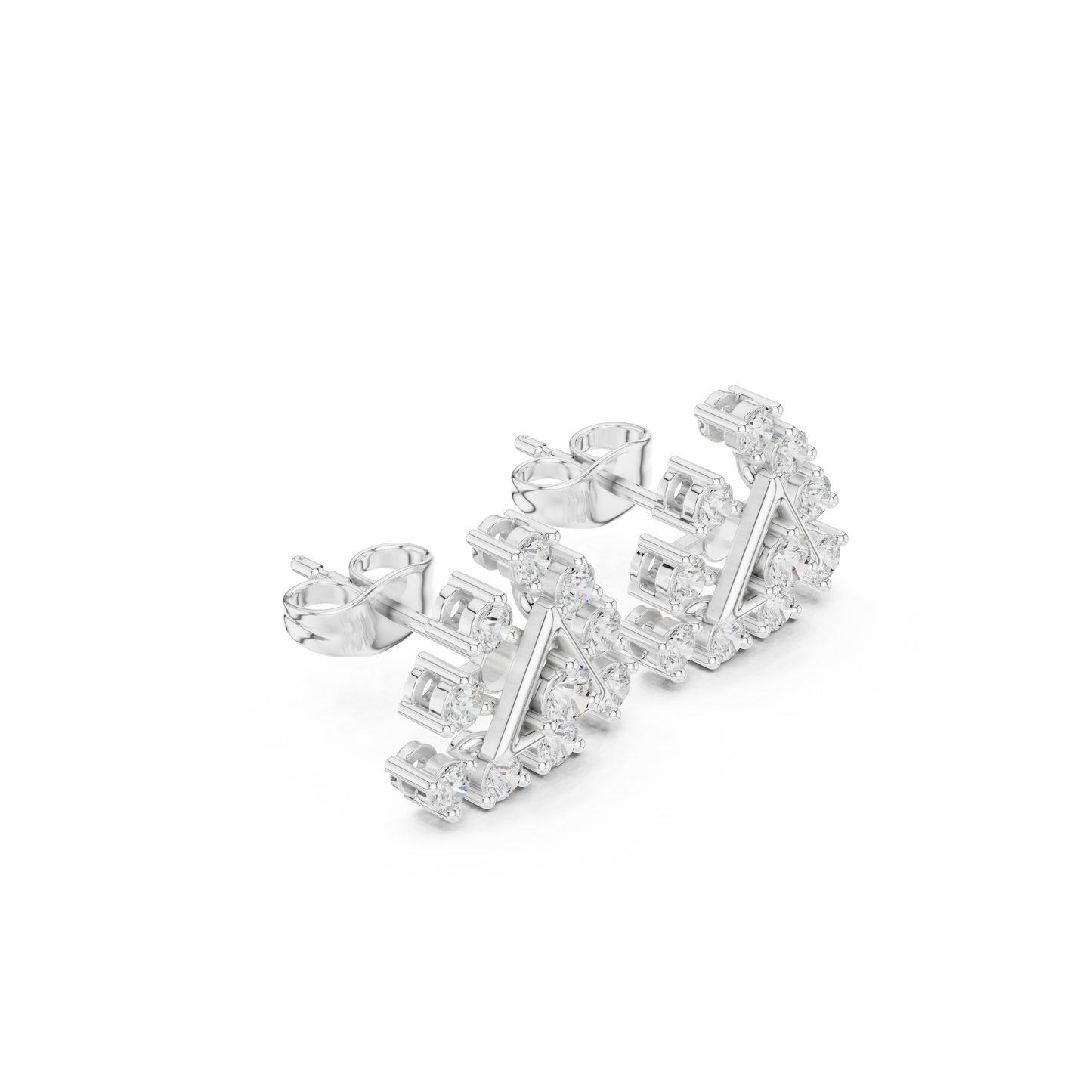 Triangle Diamond Stud Earrings in 14K Gold – Modern Geometric Luxury Earrings - Geometric Diamond Stud Earrings – Triangle Shape Luxury Gold Earrings