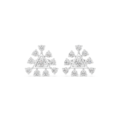 Triangle Diamond Stud Earrings in 14K Gold – Modern Geometric Luxury Earrings - Geometric Diamond Stud Earrings – Triangle Shape Luxury Gold Earrings