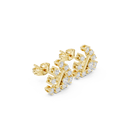 Triangle Diamond Stud Earrings in 14K Gold – Modern Geometric Luxury Earrings - Geometric Diamond Stud Earrings – Triangle Shape Luxury Gold Earrings