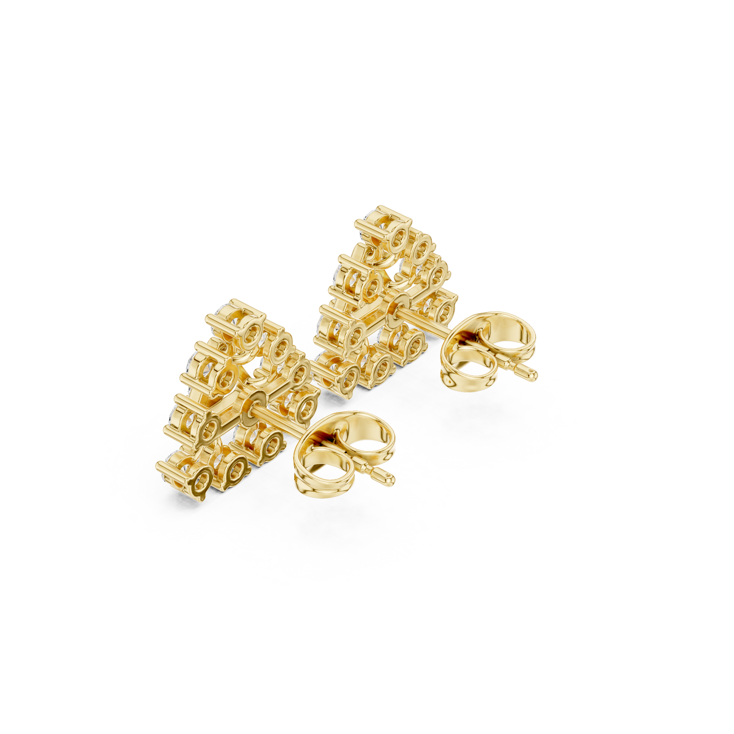 Triangle Diamond Stud Earrings in 14K Gold – Modern Geometric Luxury Earrings - Geometric Diamond Stud Earrings – Triangle Shape Luxury Gold Earrings