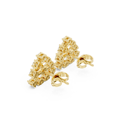 Triangle Diamond Stud Earrings in 14K Gold – Modern Geometric Luxury Earrings - Geometric Diamond Stud Earrings – Triangle Shape Luxury Gold Earrings