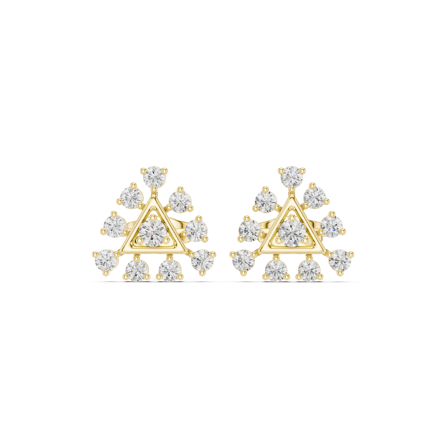 Triangle Diamond Stud Earrings in 14K Gold – Modern Geometric Luxury Earrings - Geometric Diamond Stud Earrings – Triangle Shape Luxury Gold Earrings