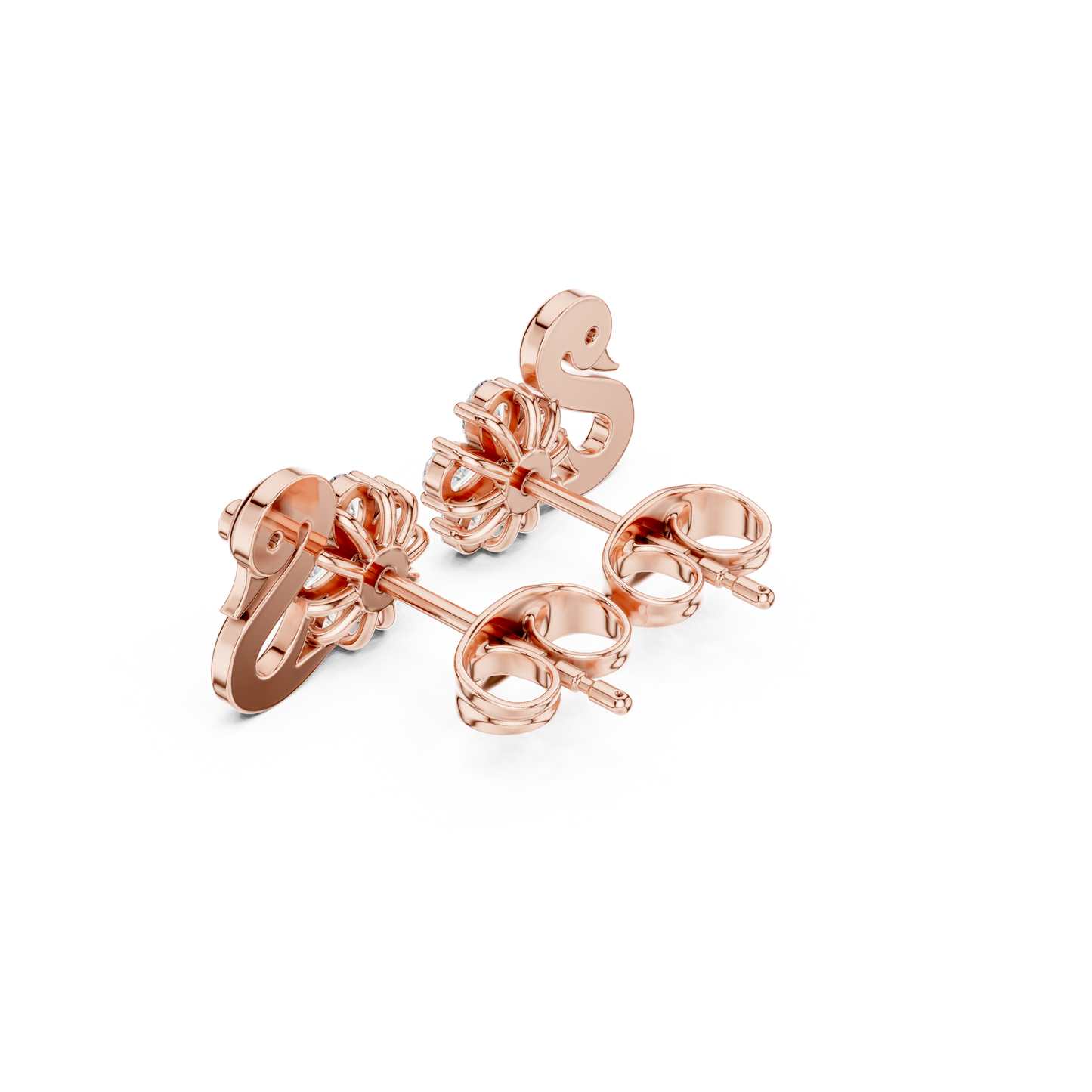 Initial Bloom Spark Elegance | Petal-Carved Luxe Symbols | Dazzling Script Forms Crafted Gracefully