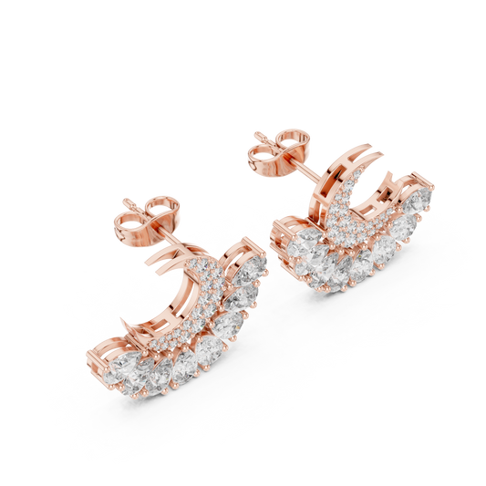 Crescent Moon Diamond Jacket Earrings – Pear Cut Detachable Ear-Jackets – Celestial Studs Gift for Her