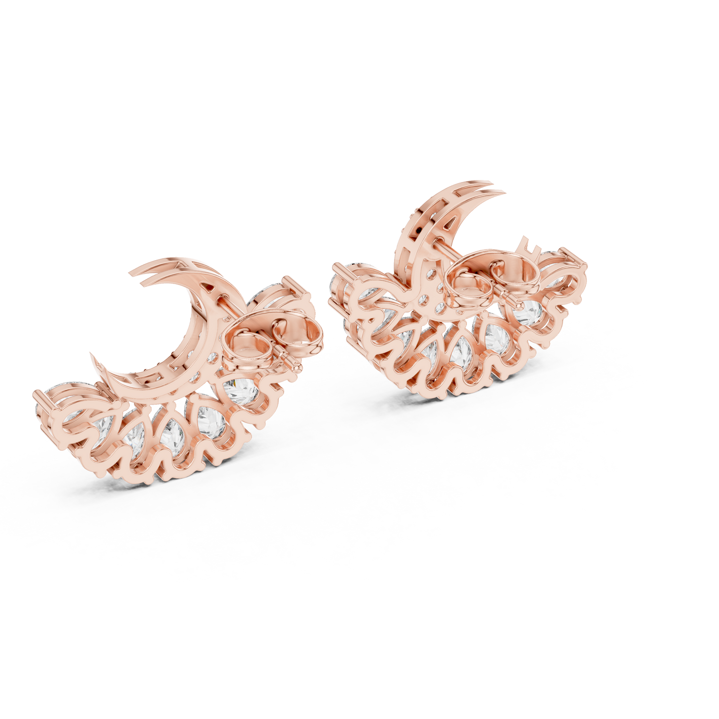 Crescent Moon Diamond Jacket Earrings – Pear Cut Detachable Ear-Jackets – Celestial Studs Gift for Her