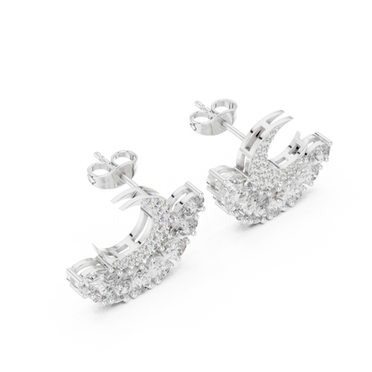 Crescent Moon Diamond Jacket Earrings – Pear Cut Detachable Ear-Jackets – Celestial Studs Gift for Her