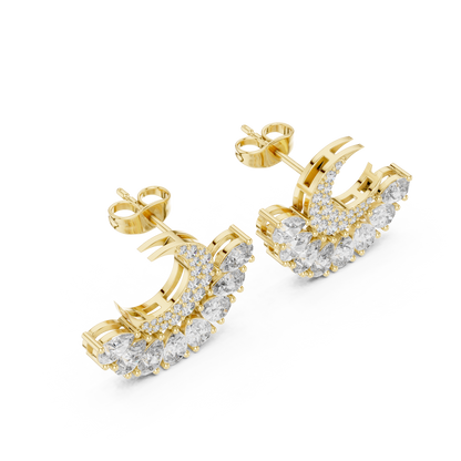 Crescent Moon Diamond Jacket Earrings – Pear Cut Detachable Ear-Jackets – Celestial Studs Gift for Her