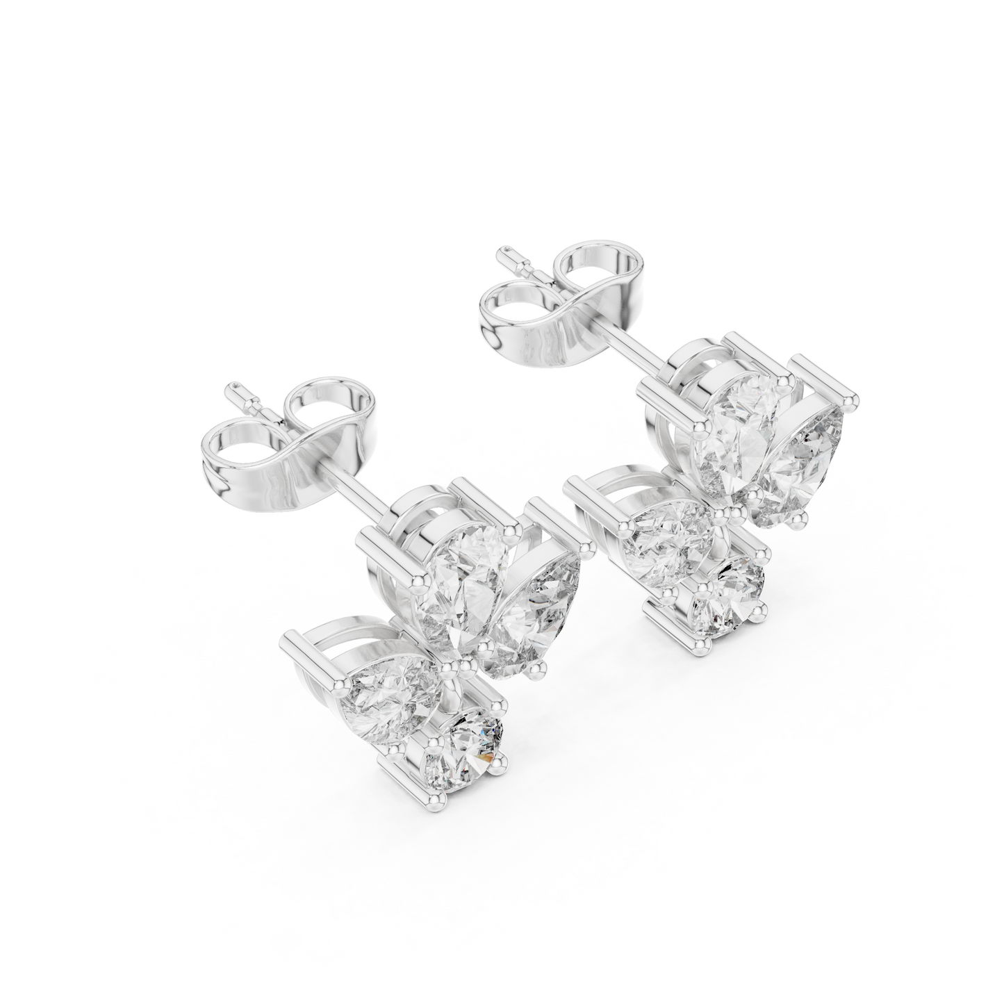 Petite Butterfly Diamond Stud Earrings | Pear Cut Diamond Cluster | Daily Wear Luxury